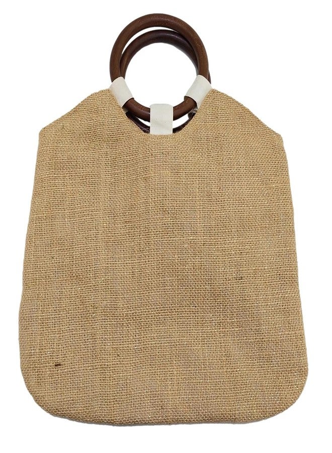 ATHZ handbags wooden handles Potli Bags with Handcrafted Bow Detail hand carry artistic wristlets bags for women (Jute Brown, Cream) - Image 2
